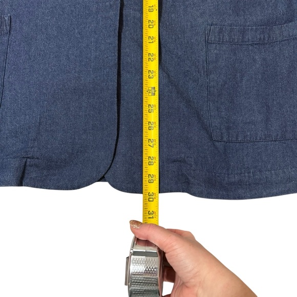 Woman Within Blue Denim Jean Jacket Blazer Snap Button Closure Women’s Size 22 w - Picture 4 of 6